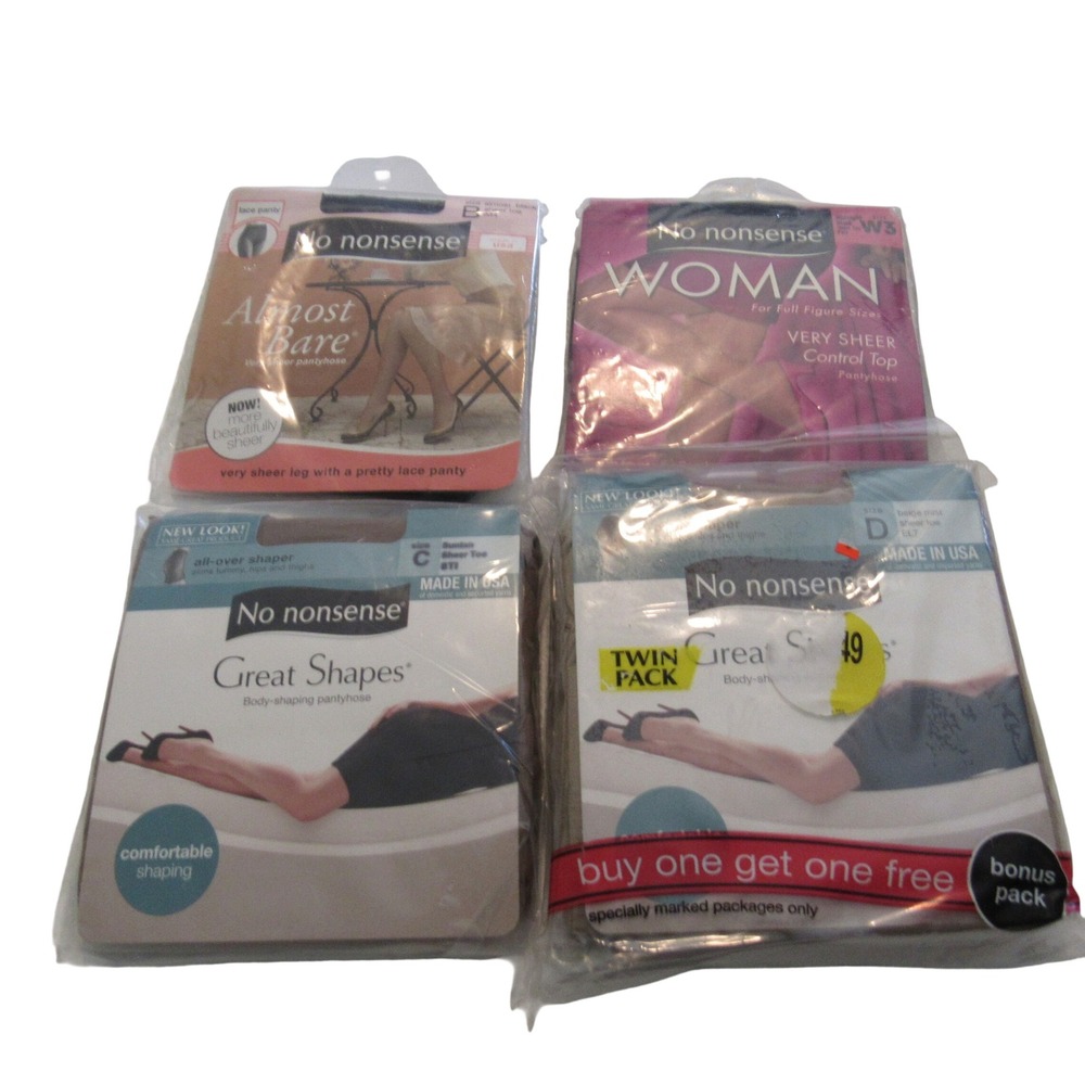No Nonsense Pantyhose Bundle 5 Pair Great Shape Almost Bare Control Top B C D W3